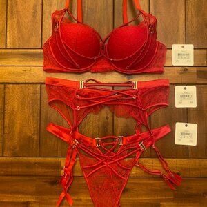 Honey Birdette Tessa Red 3 piece set